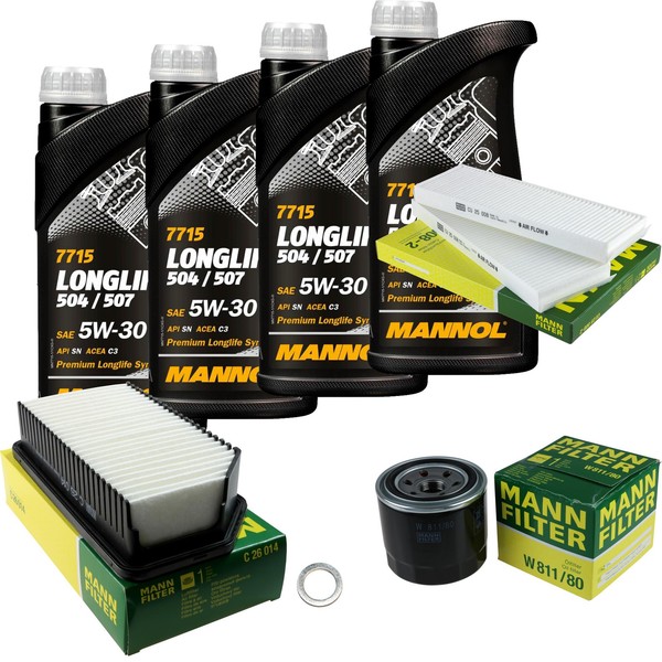 Mann Inspektionspaket 4L Mannol Longlife 504/507 5W-30 FüR Hyundai I20 1.4 1.6-image