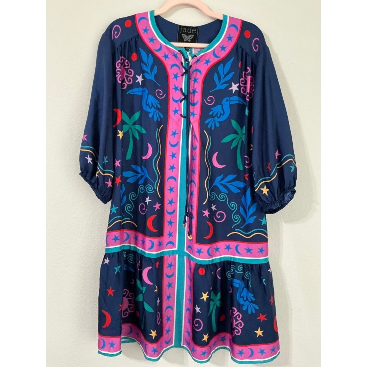 johnny was jade silk dress Johnny Was by Jade Tatianna Silk Blend Maxi Dress. Women's Size L. NEW MSRP $445