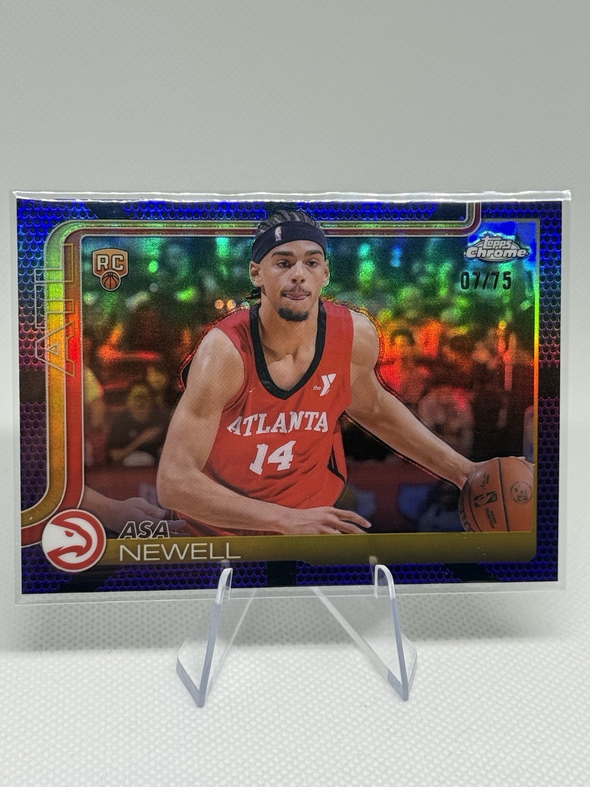 2025-26 Topps Chrome Asa Newell Rookie Purple Refractor /75 #273 Hawks RC