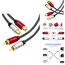 2RCA Male to Female Extension Cable 20 ft, 2 RCA 20FT/6M