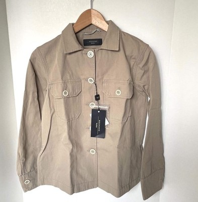 Max Mara Weekend Boxy Cargo Jacket Beige Cotton Linen Womens 4 (38)