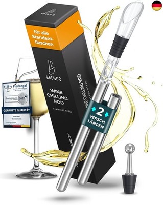 Brendo Weinkühler 4-in-1 Weinkühlstab Edelstahl I Flaschenkühler 2 Längen Wei