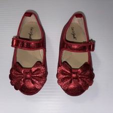 Cat Jack Toddler Girls Red Glitter Ballet Flats Sz 6