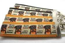 All you need is Love  Rottie Ribbon on Strong Webbing Key Fob Keychain Wristlet