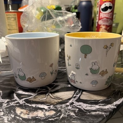 Set of 2 Miffy By Magenta Cottage Core Floral Spring Mugs Pastel Blue Yellow NWT