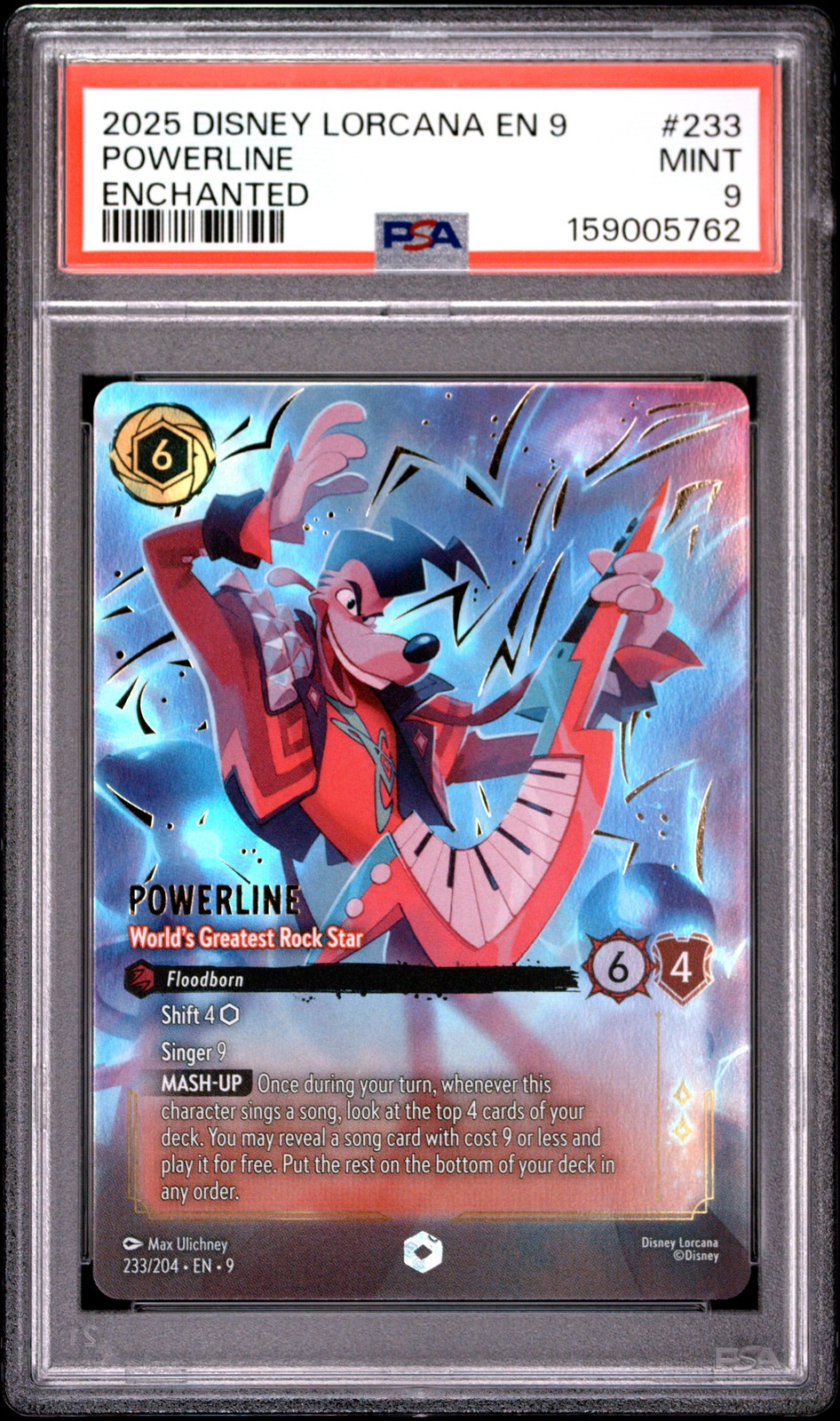 2025 DISNEY LORCANA EN 9-FABLED POWERLINE - WORLD'S GREATEST ROCK STAR PSA 9