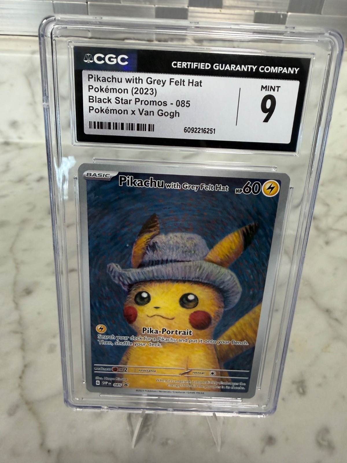 Pokemon Card CGC 9 Pikachu with Grey Felt Hat Pokemon x Van Gogh Promo SVP 085