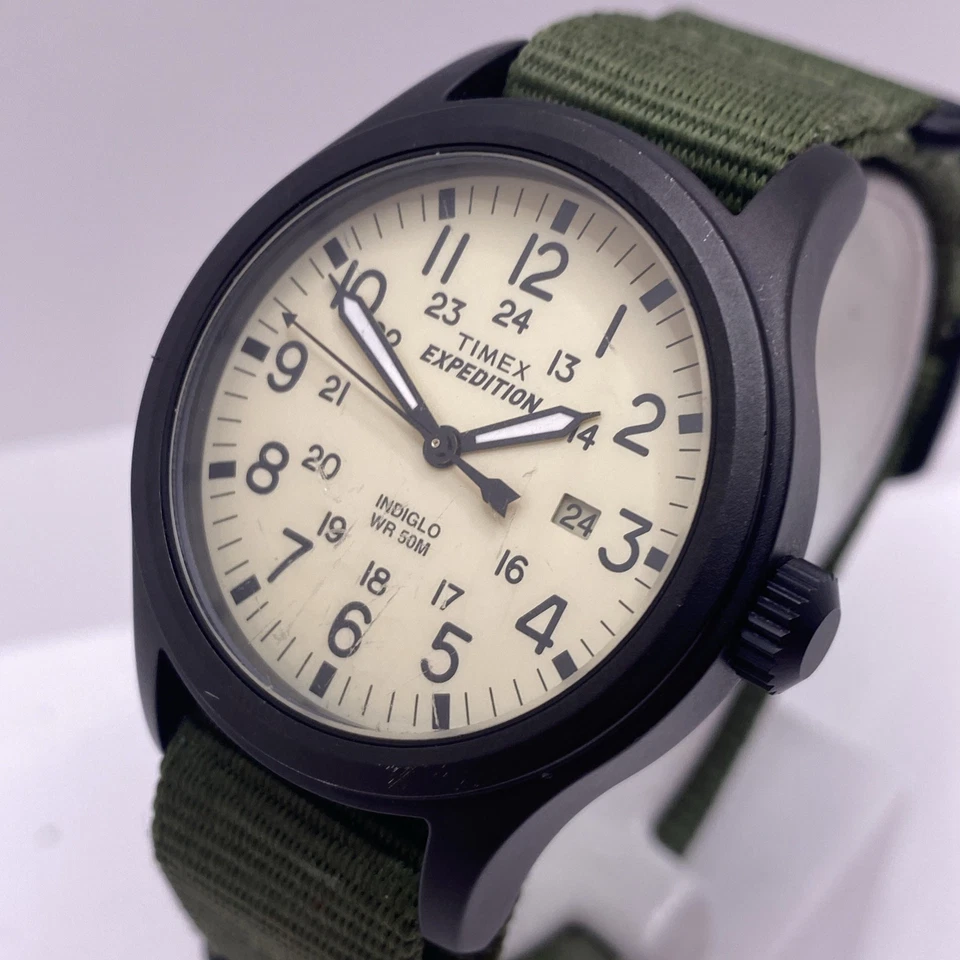 Reloj Timex Expedition Para Hombre Correa Nylon Verde Ejército Funciona Batería Nueva Foto 2 de 4
