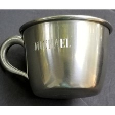Childs mug pewter engraved Michael Baby Cup