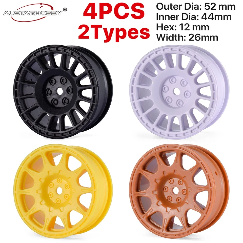 4x RC Rallye Auto Reifen Felgen 12mm Hex für 1/10 Tamiya Traxxas HSP HPI Auto - Bild 2 von 4