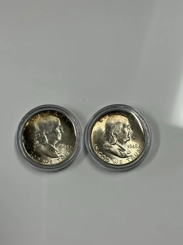 GEM BU 1948 P & D Silver Franklin Half Dollar Lot Beautiful Coins