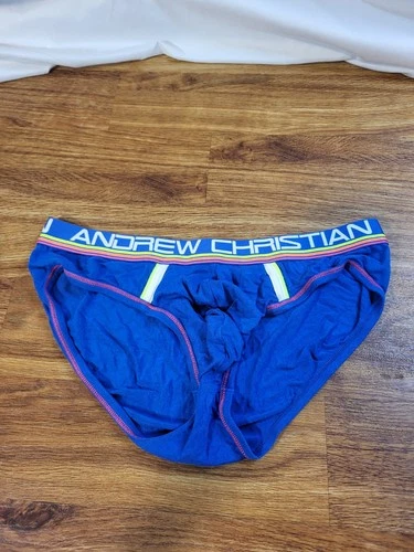 Andrew Christian Size Large Happy Brief Blue & Pink