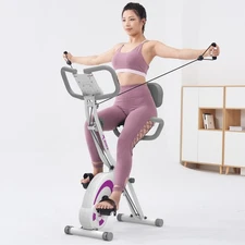 leikefitness Folding Stationary Bike Recumbent Exercise Bike with LCD Monitor