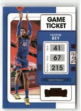 Saddiq Bey 2021-22 Panini Contenders Red Game Ticket Detroit Pistons #98