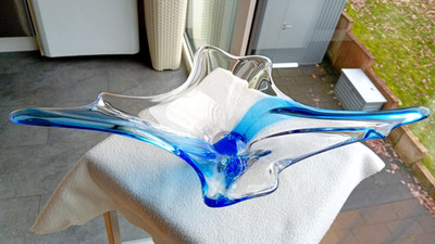 XL Große Glas Schale - MURANO - dekoratives Design -Länge 48 cm - 1,4 kg