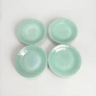 4 Vintage Anchor Hocking Fire King Jadeite Jane Ray Ribbed 9" Dinner Plates USA
