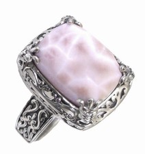 Pink Larimar Natrolite Turtle Ring / size 7 / 925 Sterling Silver / 6.9ct 6.6g