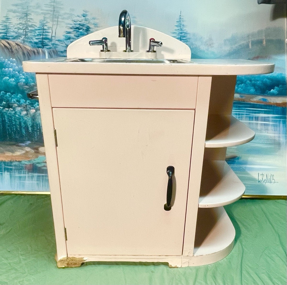Vintage Pottery Barn Kids Retro 27” Pink Wooden Kitchen Sink | eBay