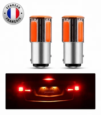 Ampoules LED BAY15D P21/5W Rouge COB 1157 Feux de Recul Freins stop 12v 2pcs - Photo 1/3