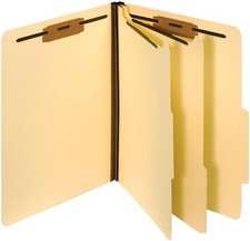 Manila File Folders 2 Dividers 2in Bonded Fasteners 2/5 Tab Letter Size