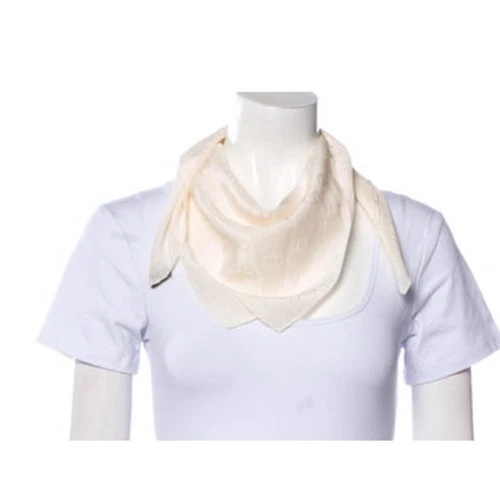 Foulard Christian Dior soie couleur crème logo vintage
