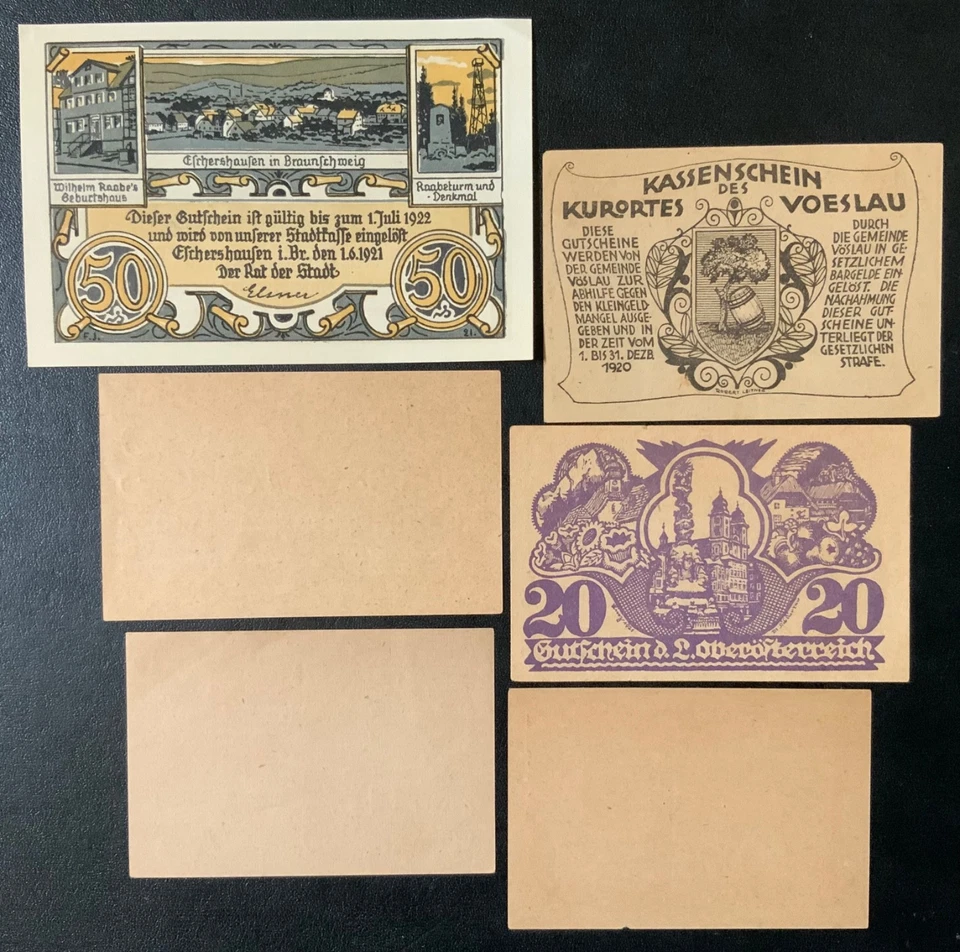 1920’s AUSTRIA PAPER MONEY - LOT OF 6 NOTGELDS! - Image 2 of 2