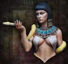 1/12 Scale Egyptian Queen Bust Statue Cleopatra-Inspired Resin Model with Snake
