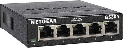 NETGEAR GS305 5-Port Gigabit Ethernet Switch, unmanaged, lüfterlos,