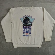 VTG San Diego Chargers Sweatshirt Mens X-Large White Graphic Print 90s NFL
