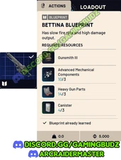 ARC Raiders Bettina Blueprint | WorldWide | All Platforms