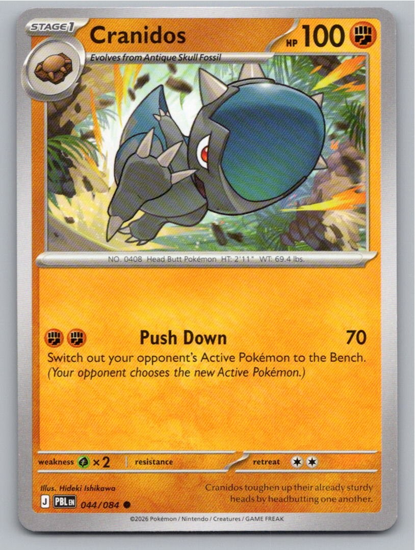 2026 POKEMON CRANIDOS PITCH BLACK 044/084 COMMON NM A6333 FREE S&H