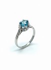 Vintage palladium ART DECO VIVID BLUE ZIRCON ANTIQUE DIAMOND ENGAGEMENT ring — photo 4
