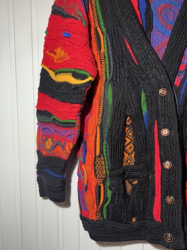 Coogi Multicolor Knit 3D Wool Long Sleeve Cardigan Size S - Picture 2 of 13