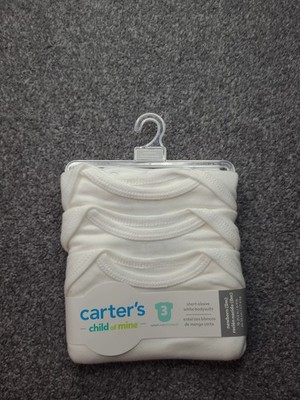 (32)New Carters Child Of Mine 3-piece Newborn Short-sleeved White Bodysuits