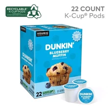 Dunkin Blueberry Muffin Ground Coffee K Cup Pods 88 Count Limited Edition