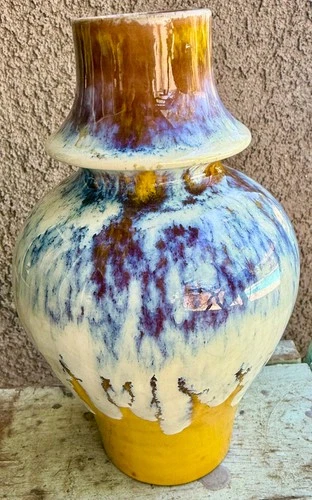 ALVINO BAGNI YELLOW VASE DRIP GLAZED FOR BITOSSI RAYMOR  MADE IN ITALY
