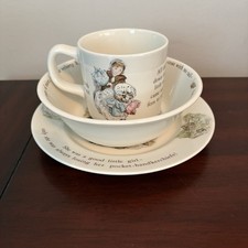 Wedgwood Beatrix Potter "Mrs. Tiggy-Winkle" 3 Pieces Bowl/Plate/Cup Nursery Set