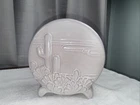 Vintage Frankoma #4 Desert Cactus Saguaro Scene Round Footed Vase White