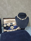 Complete Crown Trifari Grand Parure Set Fleurette White Flowers Gold Trifanium