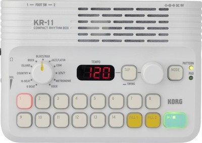 Korg KR-11 Drumcomputerweiß Rhythmus Maschine Rhythm Machine Metronom Acoustage