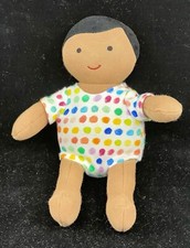 Lovevery Organic Cotton Baby Doll Plush Black Hair Dark Tan Skin Tone 8  Rainbow