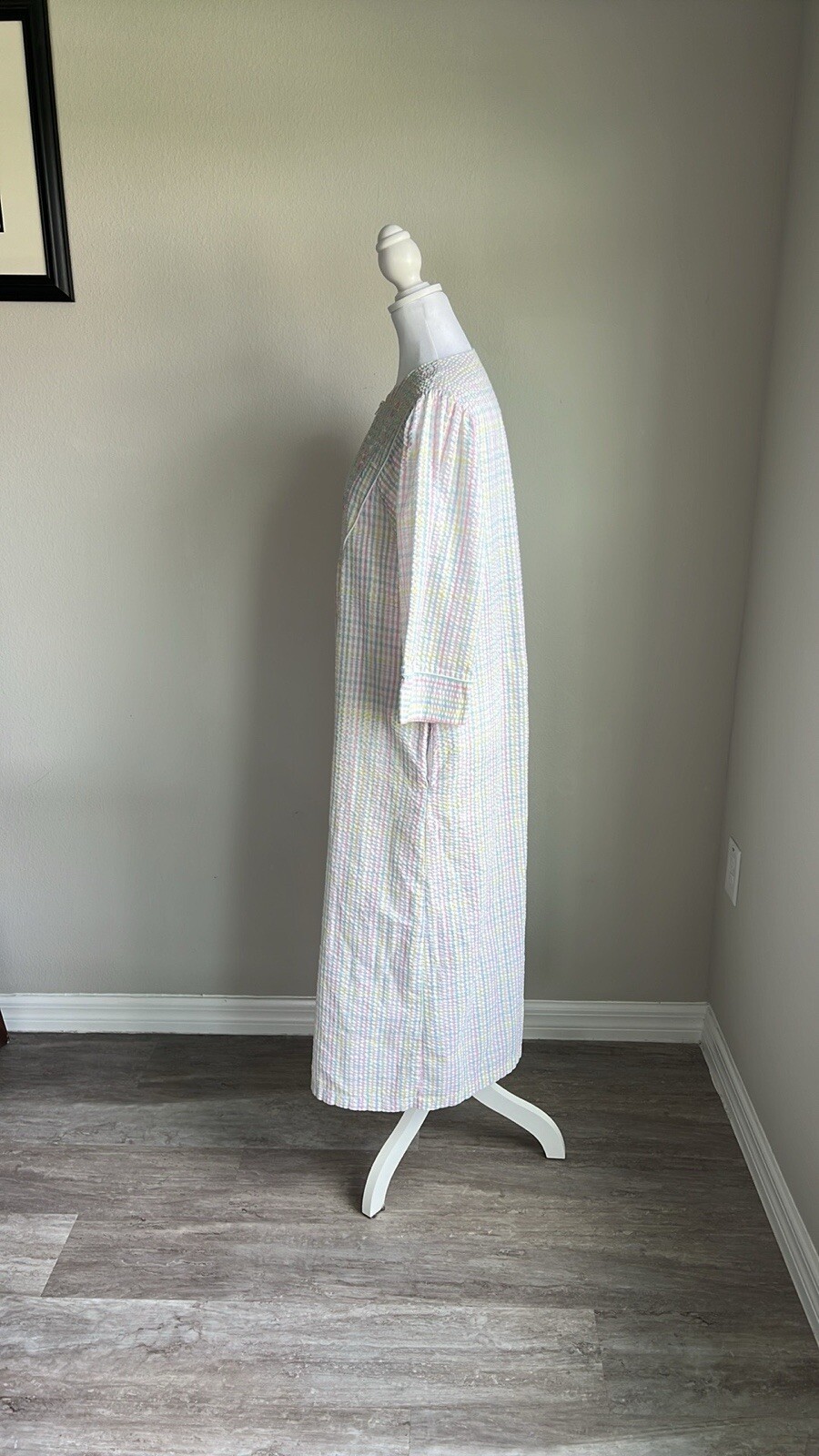 Vintage Miss Elaine seersucker striped duster hou… - image 3