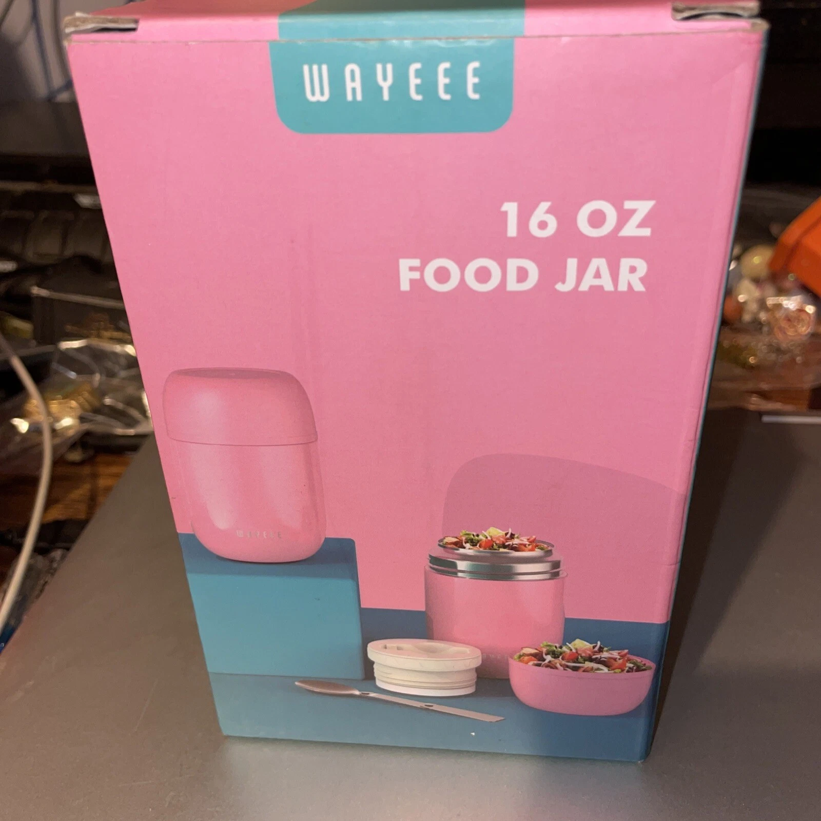 Insulated Food Jar Wayeee Vacuum Bento Box Lunch Containers 16 Oz for Kids Adult