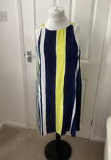 NEXT TALL Striped Floaty Dress With Blue Jersey Underlay Size 14T