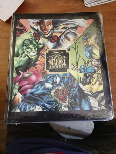1995 FLAIR MARVEL ANNUAL BINDER, BASE SET 1-150, 3 ULTRA CARDS 6 BY 10