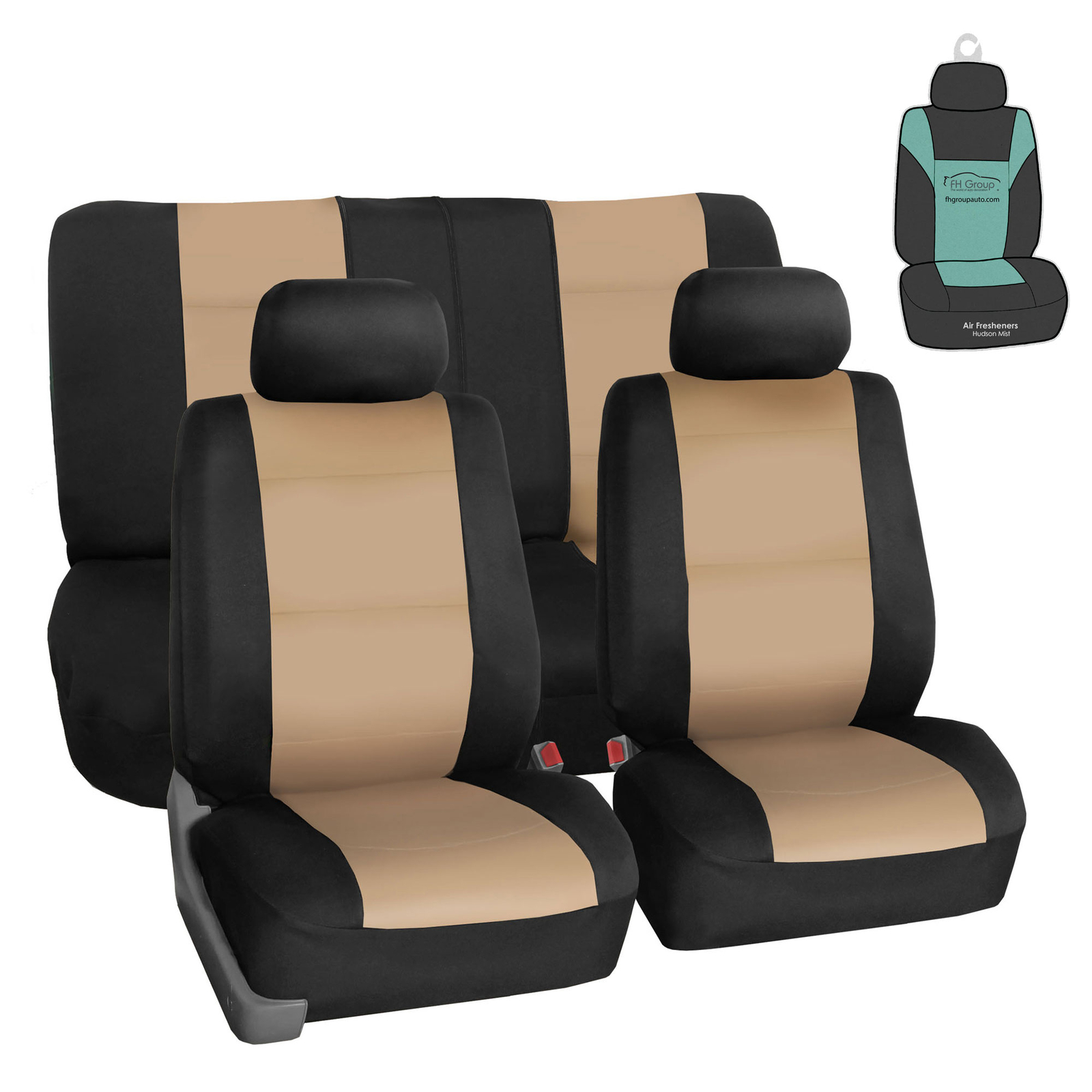 Full Seat Covers Set Covers Neoprene for Auto Car SUV Coupe Beige w/ Freshener