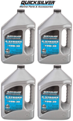 4x MERCURY 10W30 4-Stroke Marine Engine Oil Gallon I/O Mercruiser QS 8M0078617