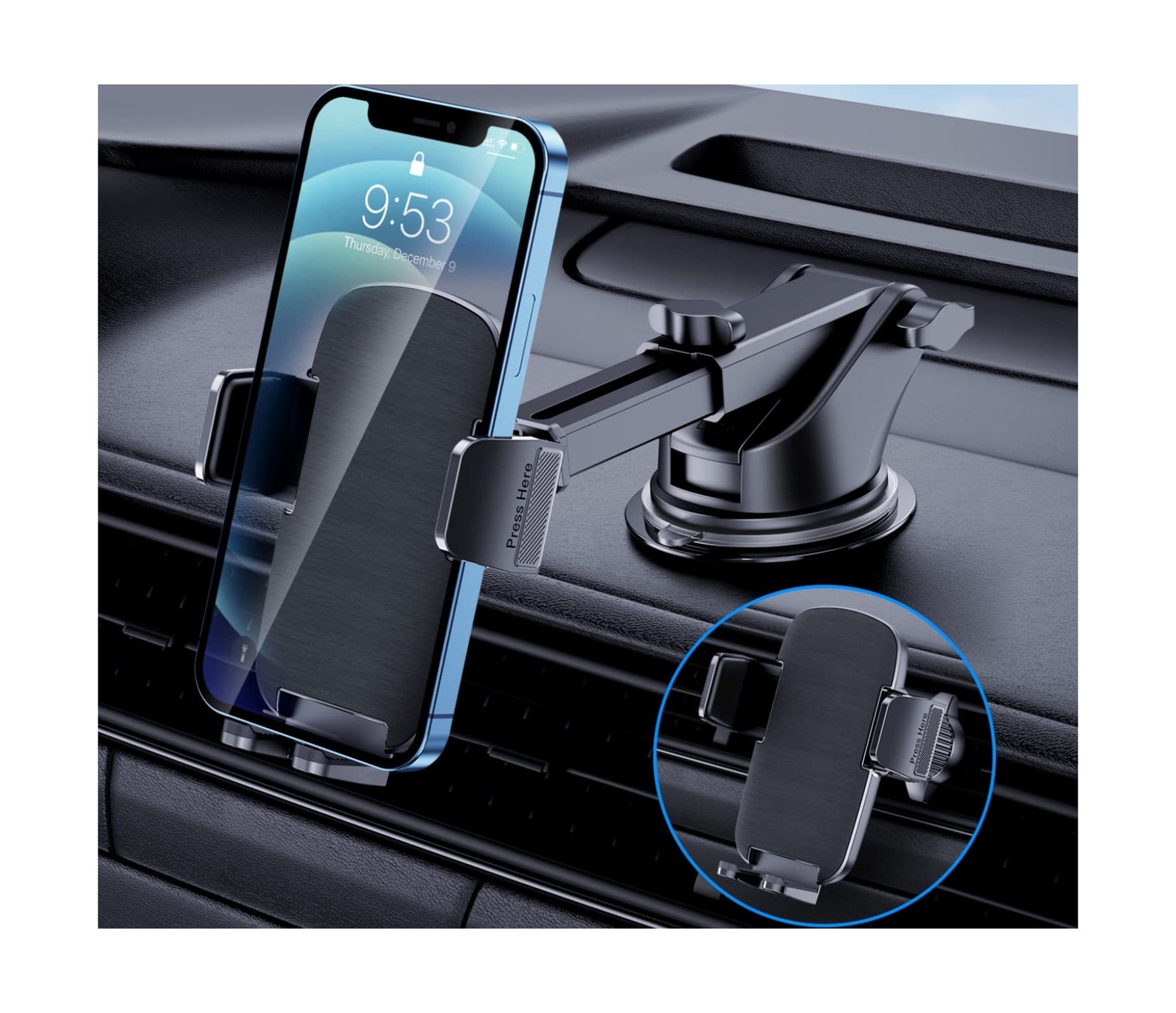 TICILFO Phone Mount for Car Phone Holder [Military-Grade Suction & Stable Cli...-image