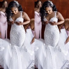 Scoop Neck Mermaid Wedding Dresses Lace Applique Tulle Plus Size Bridal Gowns