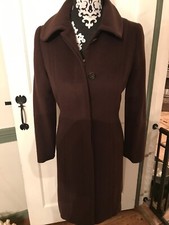 Harrods Ladies Sz 2 Form Fitting 3/4 Length Brown Coat Imported From Japan